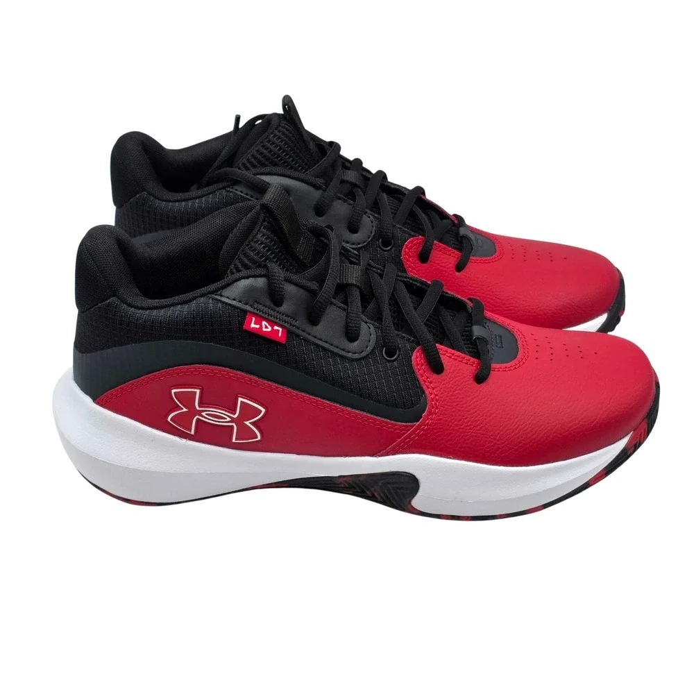 Under Armour Lockdown 7 Basketball Sneakers Men's 9.5 Women's 11 Red Black NEW